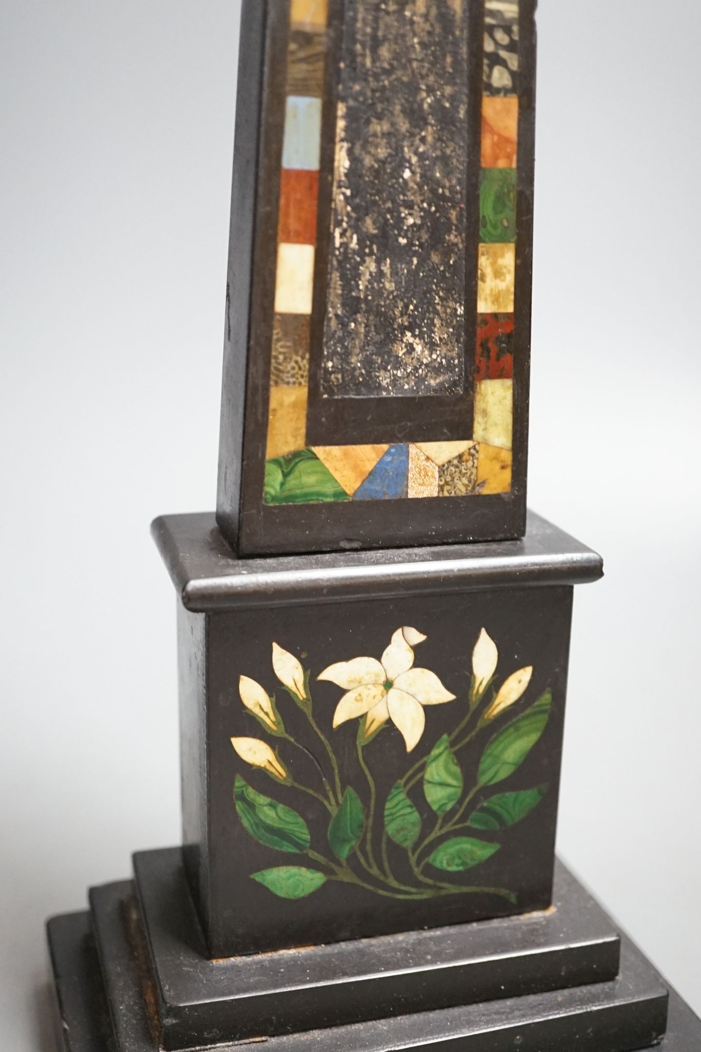 A pietra dura obelisk (a.f.) 40cm